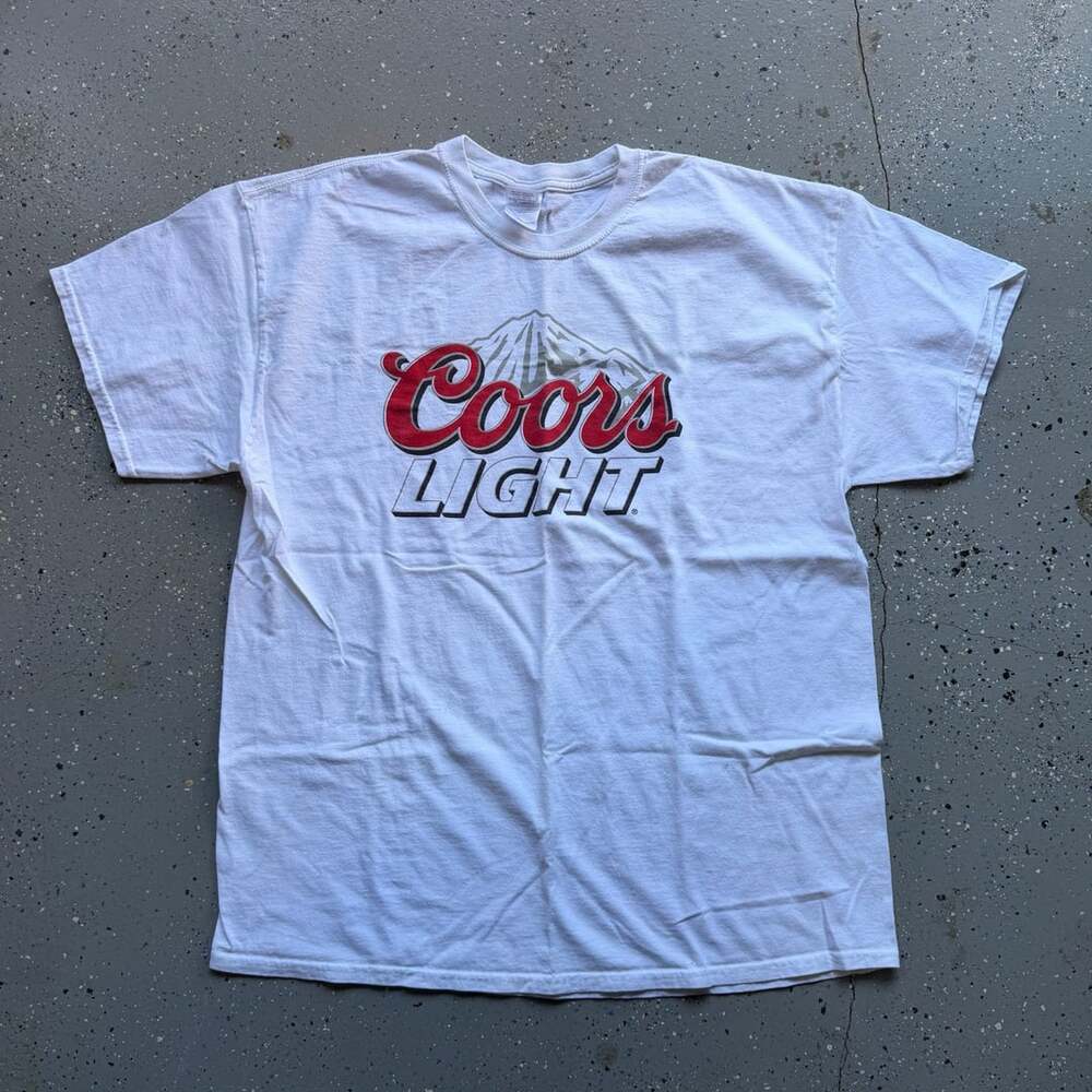 90s Gildan Coors Light Size XL White Logo T-Shirt